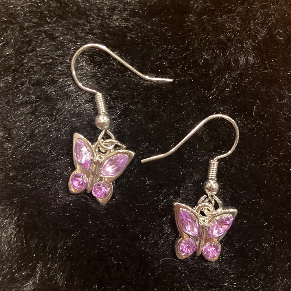 purple butterfly handmade earrings